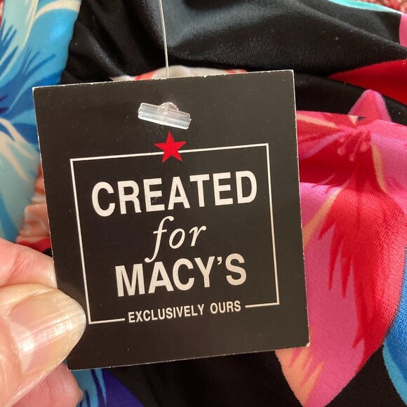 Swim Solutions Tankini Womens 12, Black Floral Sweetheart Twist Bathing Swim Top - Picture 8 of 11